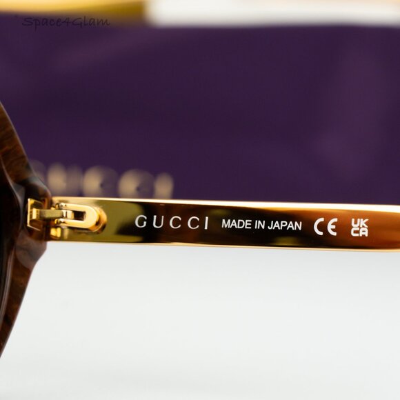 Gucci Women Sunglasses Black Gold Havana Grey Aviator GG1515S 001 BRAND NEW